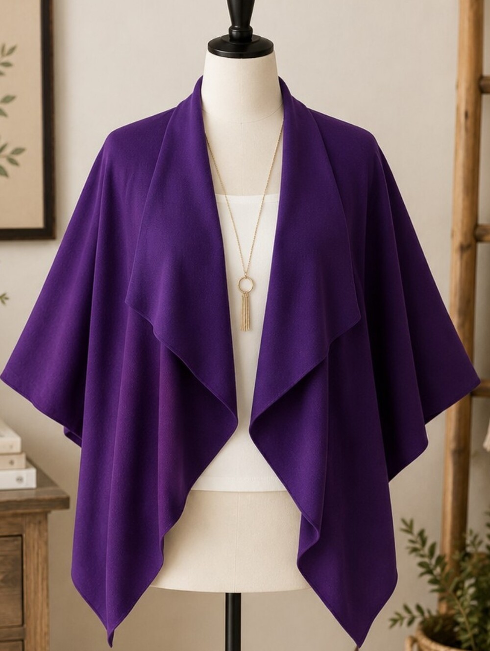 Look by M Purple‎ Cape Cardigan